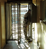 Entrance to the smoking area and canteen at Deslee Mattex.